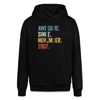 Awesome Since November 2007 15. Geburtstag - Stanley/Stella Unisex Hoodie SOUNDER - Schwarz - Vorne - Alina (178cm) & Michal (187cm)