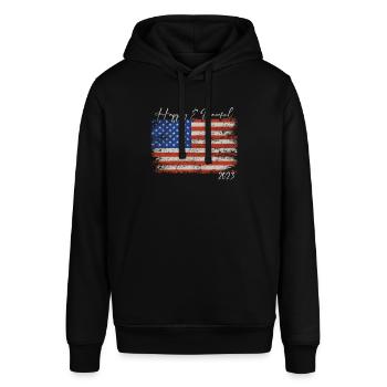 Freiheit Für Die ganze Menschheit - Stanley/Stella Unisex Hoodie SOUNDER - Schwarz - Vorne - Alina (178cm) & Michal (187cm)