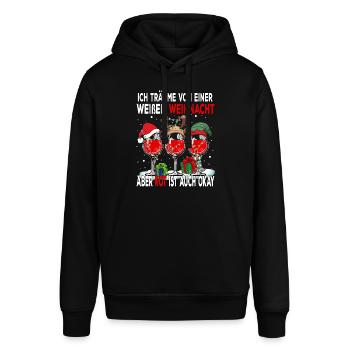 Ich Träume von einer Weißen Weihnacht aber Rot ist - Stanley/Stella Unisex Hoodie SOUNDER - Schwarz - Vorne - Alina (178cm) & Michal (187cm)