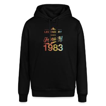 40th birthday Legendary February 1983 Year 83 - Stanley/Stella SOUNDER Unisex Hoodie - black - Front - Alina (178cm) & Michal (187cm)