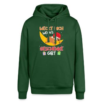 Weckt mich wenn es Geschenke gibt Faultier - Stanley/Stella Unisex Hoodie SOUNDER - Flaschengrün - Vorne - Alina (178cm) & Michal (187cm)