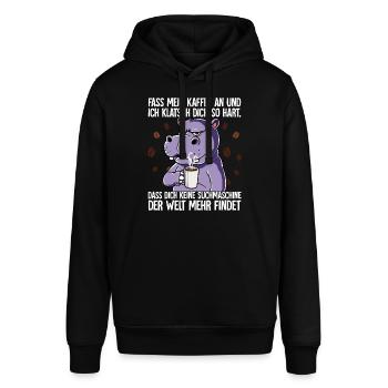 Fass mein Kaffee an und ich klatsch dich Kaffee - Stanley/Stella Unisex Hoodie SOUNDER - Schwarz - Vorne - Alina (178cm) & Michal (187cm)