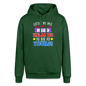 Kleine Menschen brauchen große Herzen Erzieherin - Stanley/Stella Unisex Hoodie SOUNDER - Flaschengrün - Vorne - Alina (178cm) & Michal (187cm)