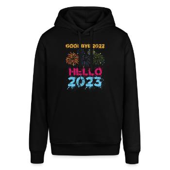 Happy New Year 2023 New Year's Eve Christmas - Stanley/Stella SOUNDER Unisex Hoodie - black - Front - Alina (178cm) & Michal (187cm)