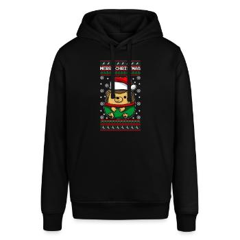 Igel mit Ugly Christmas Sweater - Stanley/Stella Unisex Hoodie SOUNDER - Schwarz - Vorne - Alina (178cm) & Michal (187cm)