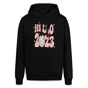 Happy New Year 2023 New Year's Eve Christmas - Stanley/Stella SOUNDER Unisex Hoodie - black - Front - Alina (178cm) & Michal (187cm)