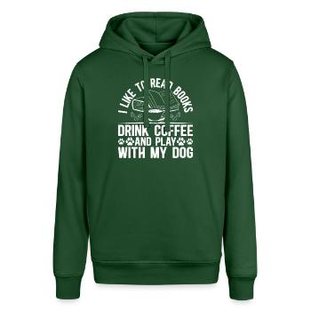 Dog Lover - I Like To Read Books And Play With My - Stanley/Stella SOUNDER Unisex Hoodie - bottle green - Front - Alina (178cm) & Michal (187cm)