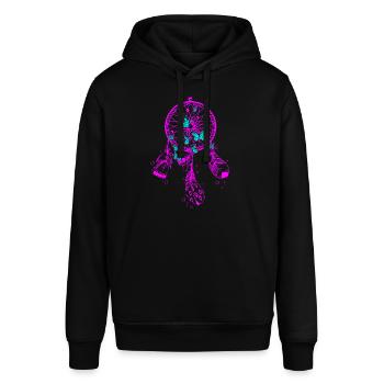 Traumfänger 60er Jahre - Stanley/Stella Unisex Hoodie SOUNDER - Schwarz - Vorne - Alina (178cm) & Michal (187cm)