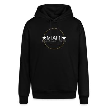 Miami Spruch - Stanley/Stella Unisex Hoodie SOUNDER - Schwarz - Vorne - Alina (178cm) & Michal (187cm)