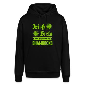 Irish Girls love guys with big shamrocks - Stanley/Stella Unisex Hoodie SOUNDER - Schwarz - Vorne - Alina (178cm) & Michal (187cm)