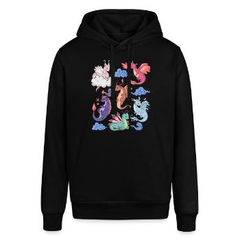 Flug Der Drachen Niedliche Elementare Mythische - Stanley/Stella Unisex Hoodie SOUNDER - Schwarz - Vorne - Alina (178cm) & Michal (187cm)