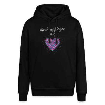 Kirchenpfleger mit Herz Evangelische Kirche - Stanley/Stella Unisex Hoodie SOUNDER - Schwarz - Vorne - Alina (178cm) & Michal (187cm)
