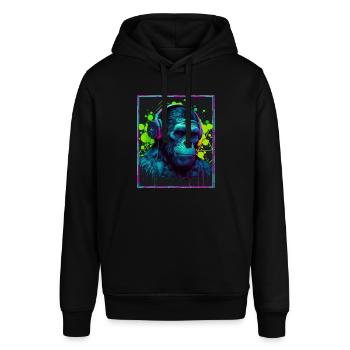Affe Polygon Headset Headphones Gamer Geometrisch - Stanley/Stella Unisex Hoodie SOUNDER - Schwarz - Vorne - Alina (178cm) & Michal (187cm)