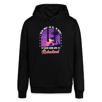 Ich muss gar nix ich bin im Ruhestand - Stanley/Stella Unisex Hoodie SOUNDER - Schwarz - Vorne - Alina (178cm) & Michal (187cm)
