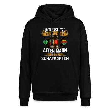 Schafkopfen Schafkopfer Kartenspiel - Stanley/Stella Unisex Hoodie SOUNDER - Schwarz - Vorne - Alina (178cm) & Michal (187cm)