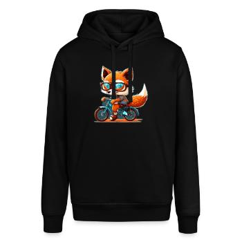 Süßer Fuchs mit Brille Fahrrad Bike Moped Roller - Stanley/Stella Unisex Hoodie SOUNDER - Schwarz - Vorne - Alina (178cm) & Michal (187cm)