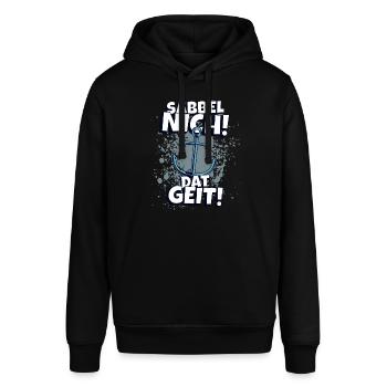 Sabbel nich Dat Geit! Norddeutscher Spruch Küste - Stanley/Stella Unisex Hoodie SOUNDER - Schwarz - Vorne - Alina (178cm) & Michal (187cm)