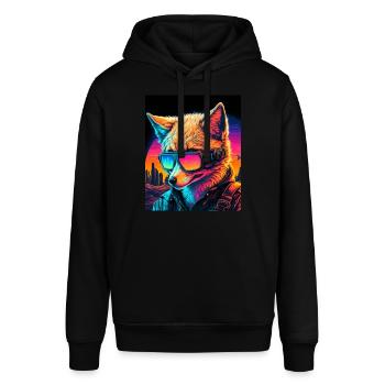 Rétro Futuriste Synthwave Fox - Sweat à capuche SOUNDER Stanley/Stella Unisexe - noir - Devant - Alina (178cm) & Michal (187cm)