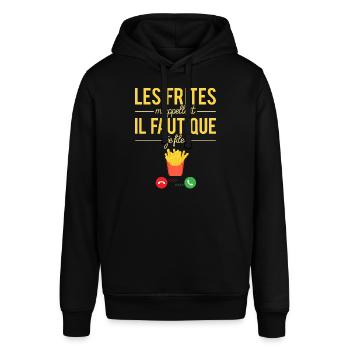 Les Frites M'Appellent Blague Frites Humour Belge - Sweat à capuche SOUNDER Stanley/Stella Unisexe - noir - Devant - Alina (178cm) & Michal (187cm)