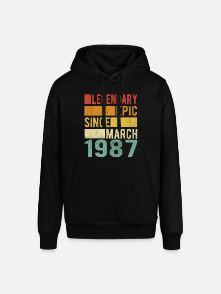 Birthday March 1987 Legendary Epic - Stanley/Stella SOUNDER Unisex Hoodie - black