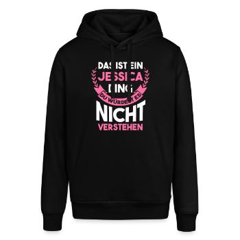 Vorname Jessica - Stanley/Stella Unisex Hoodie SOUNDER - Schwarz - Vorne - Alina (178cm) & Michal (187cm)