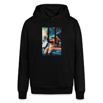 Golden Retriever Sunglasses Beach Palms - Stanley/Stella SOUNDER Unisex Hoodie - black - Front - Alina (178cm) & Michal (187cm)