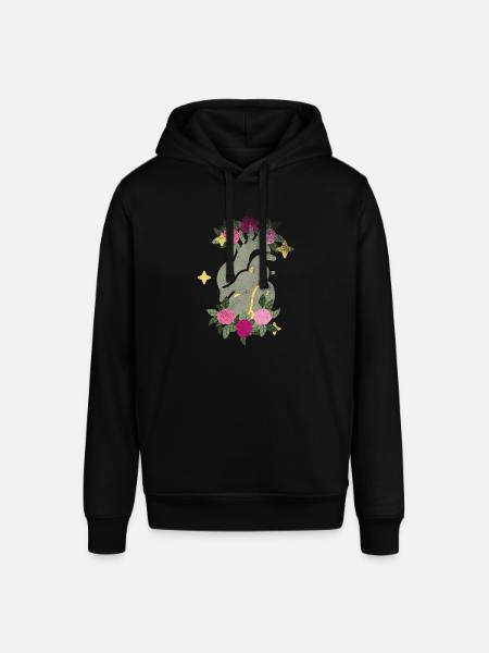 Anatomical Heart And Flowers - Stanley/Stella SOUNDER Unisex Hoodie - black
