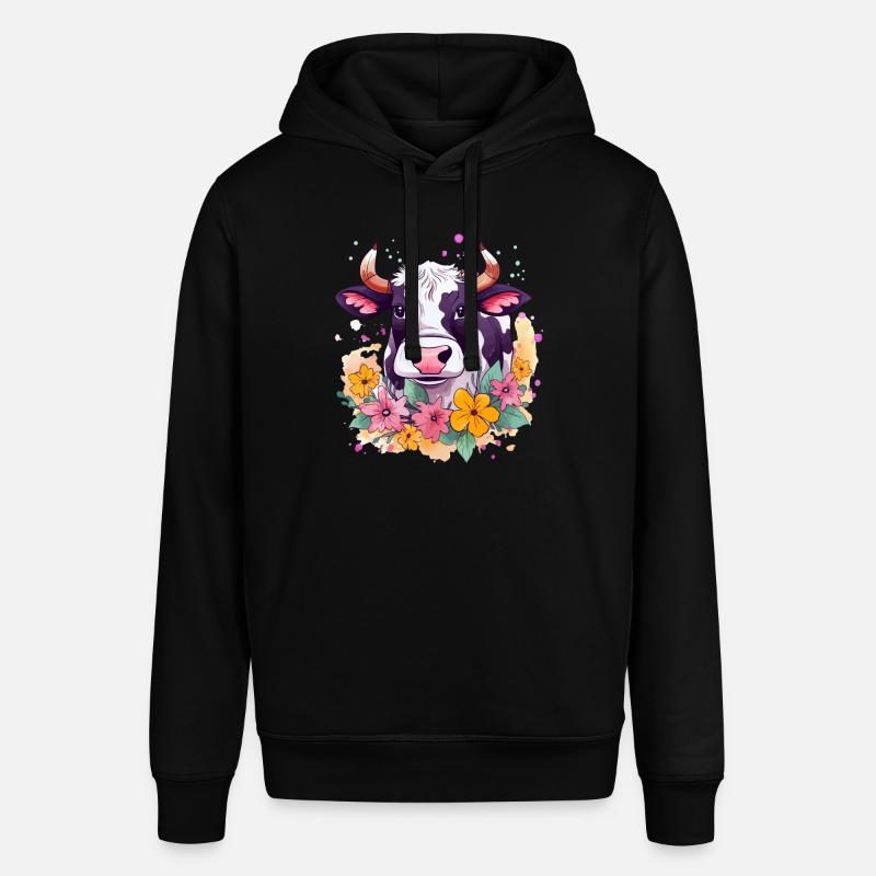 Vache et fleurs - Sweat à capuche SOUNDER Stanley/Stella Unisexe - noir