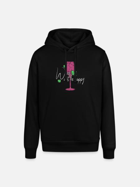 Wine Happiness Saying - Stanley/Stella SOUNDER Unisex Hoodie - black