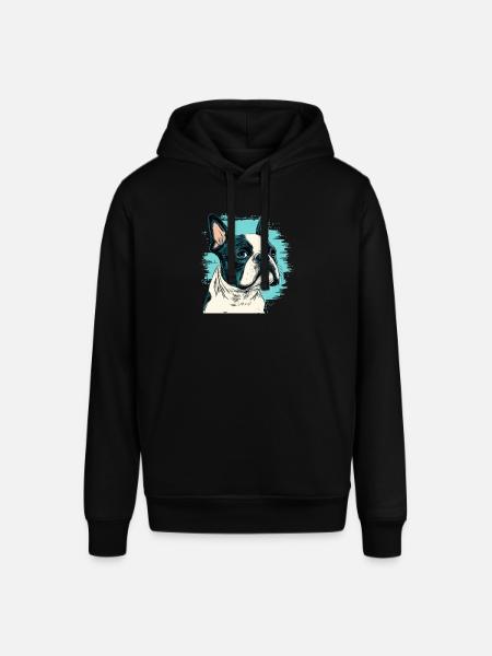 Boston terrier comic cartoon style - Stanley/Stella SOUNDER Unisex Hoodie - black