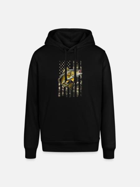 walleye American flag, Fishing - Stanley/Stella SOUNDER Unisex Hoodie - black
