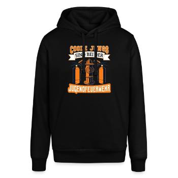 Feuerwehr Coole Jungs sind bei der Jugendfeuerwehr - Stanley/Stella Unisex Hoodie SOUNDER - Schwarz - Vorne - Alina (178cm) & Michal (187cm)