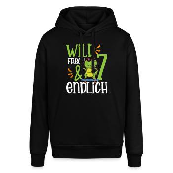 Wild Frech & endlich 7 siebter Geburtstag - Stanley/Stella Unisex Hoodie SOUNDER - Schwarz - Vorne - Alina (178cm) & Michal (187cm)