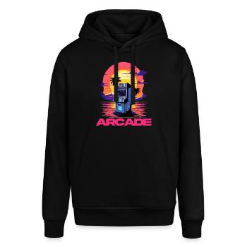 Game Over Arcade-Stil Retro Konsolen-Controller - Stanley/Stella Unisex Hoodie SOUNDER - Schwarz - Vorne - Alina (178cm) & Michal (187cm)