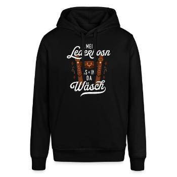 Mei Lederhose T-Shirt Herren Trachtenshirt Tracht - Stanley/Stella Unisex Hoodie SOUNDER - Schwarz - Vorne - Alina (178cm) & Michal (187cm)