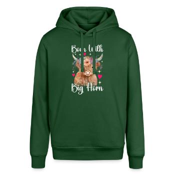 Highland Cow Hochlandkuh - Stanley/Stella Unisex Hoodie SOUNDER - Flaschengrün - Vorne - Alina (178cm) & Michal (187cm)