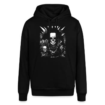 Punkrock Fan Skull mit Mohawk Crazy Antisocial P - Stanley/Stella Unisex Hoodie SOUNDER - Schwarz - Vorne - Alina (178cm) & Michal (187cm)