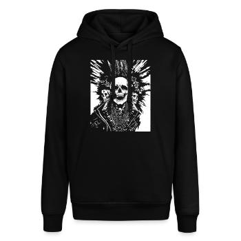 Punkrock Fan Skull mit Mohawk Crazy Antisocial P - Stanley/Stella Unisex Hoodie SOUNDER - Schwarz - Vorne - Alina (178cm) & Michal (187cm)
