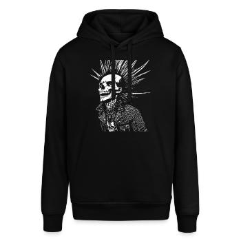 Anarchy Fan Skull mit Mohawk Crazy Antisocial Pu - Stanley/Stella Unisex Hoodie SOUNDER - Schwarz - Vorne - Alina (178cm) & Michal (187cm)