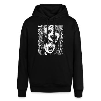 Punkrock Fan Skull mit Mohawk Crazy Antisocial P - Stanley/Stella Unisex Hoodie SOUNDER - Schwarz - Vorne - Alina (178cm) & Michal (187cm)