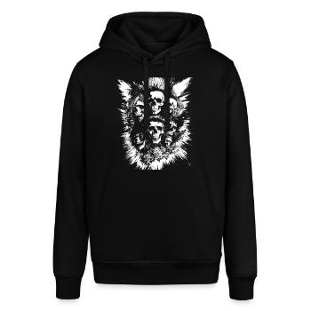 Punkrock Fan Skull mit Mohawk Crazy Antisocial P - Stanley/Stella Unisex Hoodie SOUNDER - Schwarz - Vorne - Alina (178cm) & Michal (187cm)