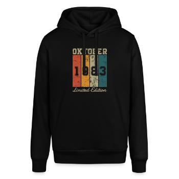Geburtstag: Oktober 1983 - Limited Edition Retro - Stanley/Stella Unisex Hoodie SOUNDER - Schwarz - Vorne - Alina (178cm) & Michal (187cm)