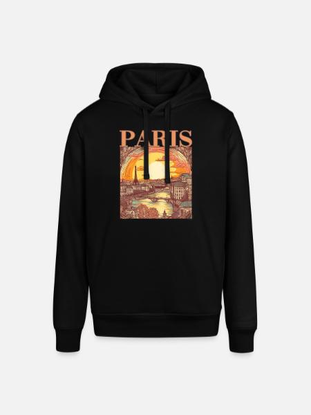 Paris Eiffelturm Bonjour Souvenirs - Stanley/Stella Unisex Hoodie SOUNDER - Schwarz