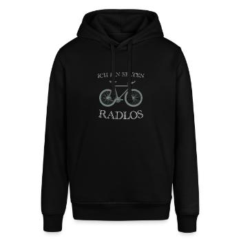Ich bin selten Radlos - Stanley/Stella Unisex Hoodie SOUNDER - Schwarz - Vorne - Alina (178cm) & Michal (187cm)