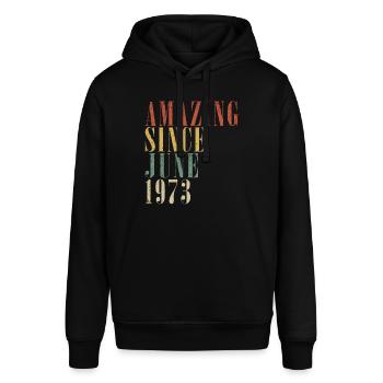 Juni 1973 Vintage Geburtstag Geschenk - Stanley/Stella Unisex Hoodie SOUNDER - Schwarz - Vorne - Alina (178cm) & Michal (187cm)