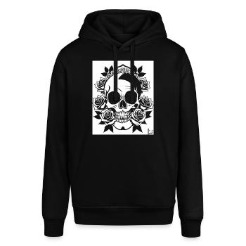 Horror Schädel Schädel Kunst Schädel Gothic Heavy Metal - Stanley/Stella Unisex Hoodie SOUNDER - Schwarz - Vorne - Alina (178cm) & Michal (187cm)