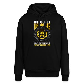 Atheist Atheismus - Stanley/Stella Unisex Hoodie SOUNDER - Schwarz - Vorne - Alina (178cm) & Michal (187cm)