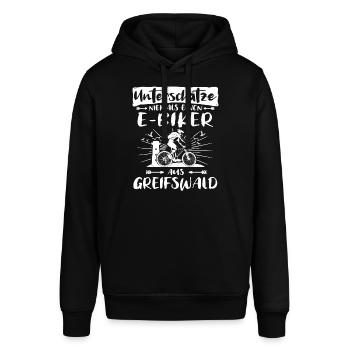 Greifswald Ebike Greifswalder Ebiker - Stanley/Stella Unisex Hoodie SOUNDER - Schwarz - Vorne - Alina (178cm) & Michal (187cm)