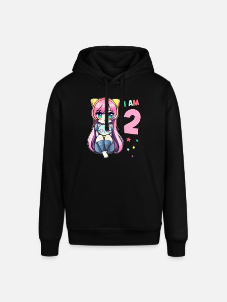 2 ans fille anime kawaii chat 2ème anniversaire - Sweat à capuche SOUNDER Stanley/Stella Unisexe - noir
