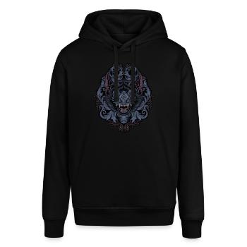 Bat with javanese ornament - Stanley/Stella SOUNDER Unisex Hoodie - black - Front - Alina (178cm) & Michal (187cm)